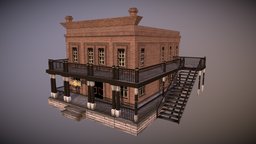 Saloon in Almeria saloon, west, module, wild, western, gamedev, gameassets, modularasset, game, lowpoly, gameasset, building, modular