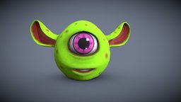 little cartoon alien green, cute, little, baby, toy, head, alien, character, cartoon, monster, anime