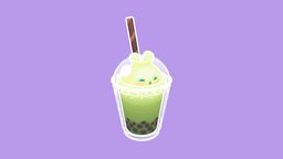 Cute Matcha Bubble Tea autodesk, cute, gamedev, stylised, adobe, artist, matcha-tea, matcha, artstation, digitalart, substancepainter, maya, handpainted, low-poly, 3d, art, gameart, stylized, handpainted-lowpoly, adobepainter
