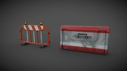 Traffic Barrier assets, gaming, cyberpunk, barrier, props, city, plastic, noai