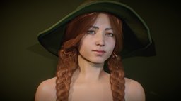 Female braids face, hair, sss, woman, braids, girl, female, rigged, skin