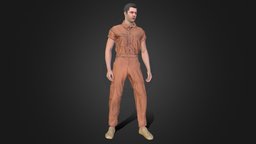 Man in Overall 1 body, hair, suit, clothes, shoes, worker, working, head, uniform, woman, footwear, outfit, sneakers, overall, overalls, jumpsuit, character, 3d, model, female, male, modular, clothing, coverall