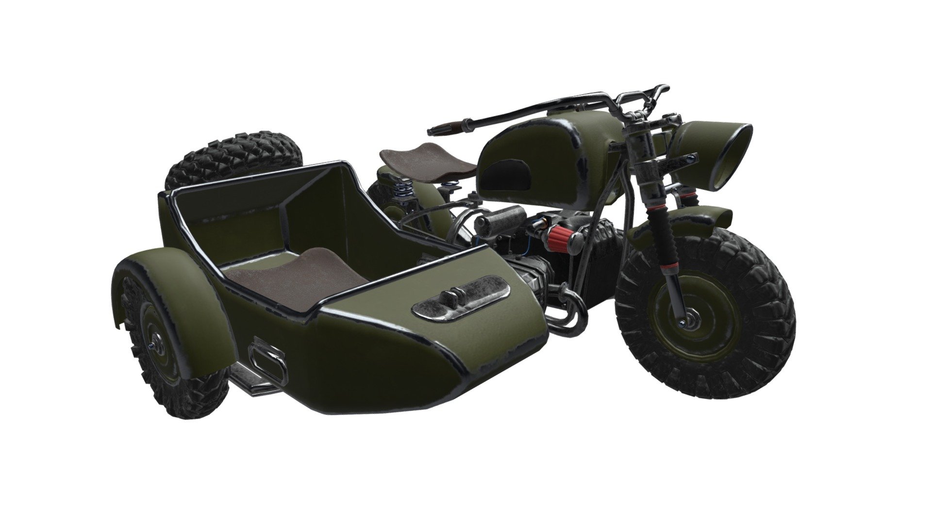 This is an old moto made for a personal project.
Model has around 25.000 polys and 2048x PBR textures.

If you need some custom models for your project contact me on polbrainstorm@gmail.com - Game Ready Sidecar Motorbike - Buy Royalty Free 3D model by polbrainstorm 3d model