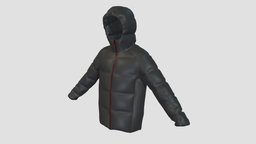 men s black puffy jacket winter, down, jacket, clothes, stylish, functional, realistic, comfy, men, clo3d, puffy, streetwear, jacket3d, clothing, black, winterwear