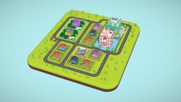 Small Town Life tree, mini, cafe, bank, hospital, town, nature, low-poly, game, lowpoly, house, home, city, village