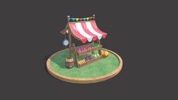 Market asset tent, market, enviroment, tomato, cucumber, watermelon, vegetables, pbrtextures, woodtexture, asset