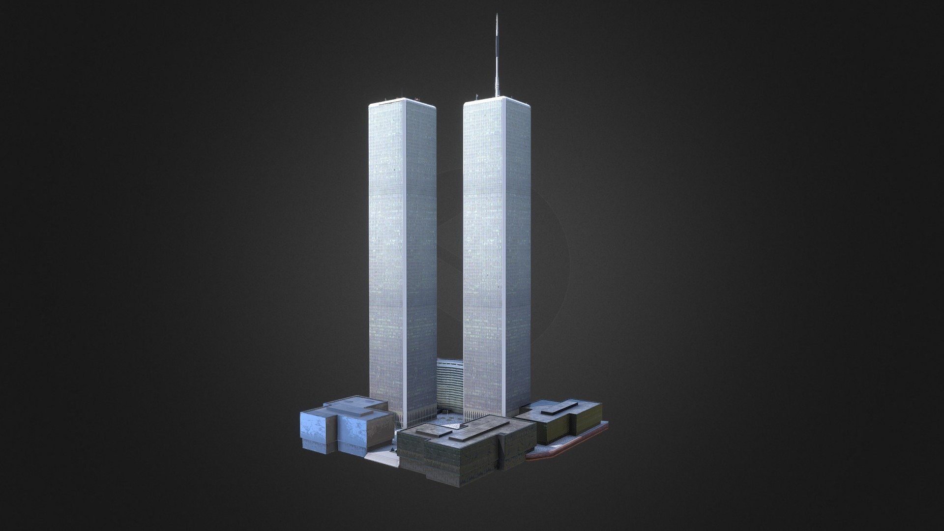 Model made for a TV news show to depict how the WTC looked back in the day. This was modeled in Maya and textured in substance Painter - World Trade Center - Twin Towers - 3D model by Erick Perez (@erickdp) 3d model
