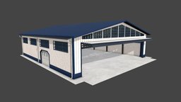 Garage storage, exterior, garage, doors, double, airport, american, hangar, parking, game, vehicle, pbr, low, poly, house, car, building, factory, interior, industrial, door