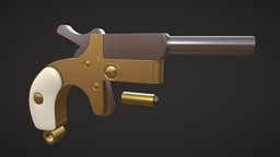 1mm Derringer Pistol Gold handgun, bullet, ammo, brass, tiny, pistol, cartridge, 3d-model, derringer, gimp28, smallest, 1mm, 2ktextures, forgottenweapons, blender28, hardsurface, gold, firearmscuriosa