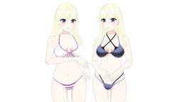 Girls in Swimwear b3d, , girls, pack, bikini, swimsuit, blonde, animegirl, anime3d, character, girl, blender, lowpoly, anime, rigged