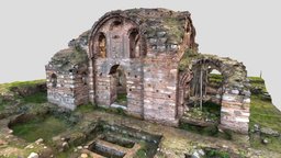 Hagios Aberkios (Theotokos) Monastery Church 9th monastery, triangles, the, monastery-fasade-architecture-photogrammetry, realitycapture, photogrammetry, 3d, model, church