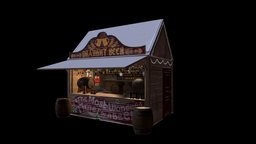 Christmas Market Beer Chalet food, barrel, winter, ice, santa, toys, architectural, snow, market, christmas, beverage, beer, town, holidays, fair, alkohol, presents, tankard, new-year, house, city, building, street, nollag
