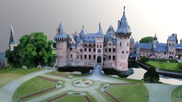 De Haar Castle chateau, castle, archviz, netherlands, drone, brick, monument, 3d-scan, medieval, site, reference, holland, 3d-scanning, downloadable, eu, ref, freemodel, medievalfantasyscene, medievalfantasyassets, photoscan, photogrammetry, free, building, download