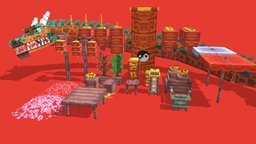 Furniture pixel-art, blockbench, low-poly, voxel, lunar-new-year