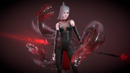 Xylia red, cute, , woman, semi-realistic, blendersculpt, realis, weapon, girl, blender, cycles, blender-cycles, black