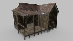 Rural Shack/Lodge world, abandoned, old, shack, game-ready, lodge, dwelling, game-assets, abandoned-building, architecture, gameasset, house