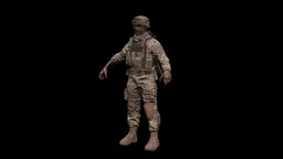 Zombie_Soldier2 ancient, rpg, hunter, unreal, mutant, undead, claws, logger, character, unity, pbr, low, poly, skull, animation, monster, rigged, zombie, ghol