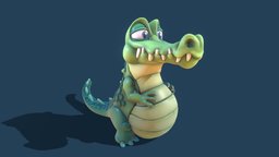 Happy Crocodile happy, crocodile, cartoonish, 3dprinting, nature, printable, handpainted, 3dprint, cartoon, art, hand-painted, stylized, funny, ready2print