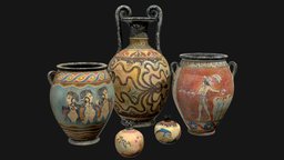 Minoan Pottery scanning, pottery, cultural, heritage, artifact, knossos, minoan, crete, vases, pomegranate, photogrammetry, 3d, scan, noai