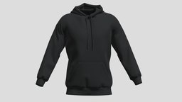 Hoodie Black PBR Realistic cloth, women, hood, sweater, men, look, outfit, marvelous, hoodie, sweatshirt, uni, apparel, sportswear, pullover, outerwear, character, asset, game, 3d, pbr, low, poly, design, man, digital, sport, clothing, menwear, menlook