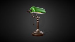 Bankers Lamp lamp, oil, desk, vintage, retro, equipment, decor, desklamp, substancepainter, substance, lighting, light