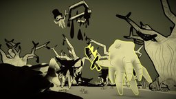The Ink Machine school, forest, nightmare, octopus, ink, paladin, diorama, outline, corrupted, hope, supervillain, noroff, inktober, bedtime, unity, unity3d, modular, evil, hauntedforest, octodin, octofolk