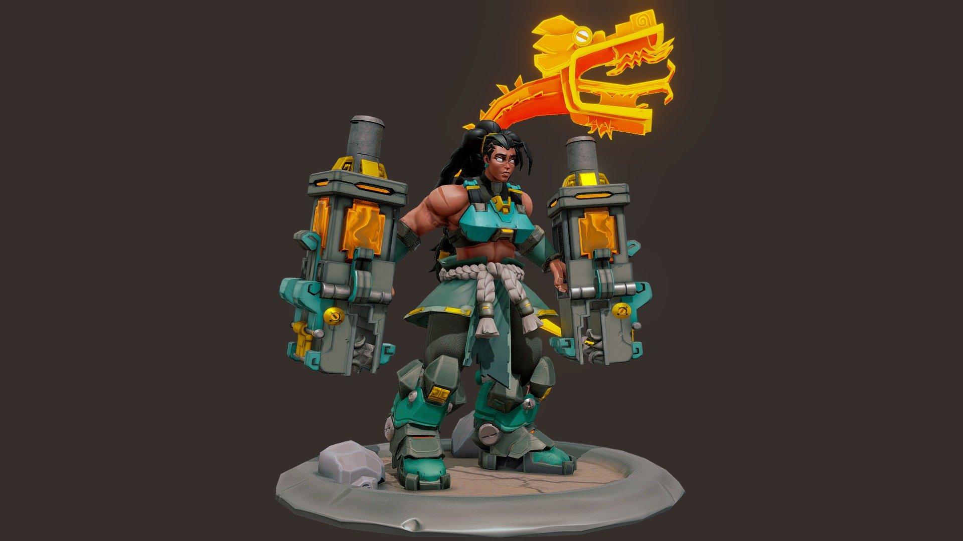 Finished my summer project based on the beautiful concept of Peng Wenyao (https://www.artstation.com/artwork/lRYmAV)
It was sculpted in Zbrush, retopologised in Maya and textured in substance.

You can find more renders in here : https://www.artstation.com/artwork/qePZ8N - MAYA and machine- Marcia Stylized Character - 3D model by DragomirTimeeaElena 3d model