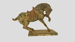 Antique Wood Carving artifact, carving, handmade, handicrafts, horse, wood, noai