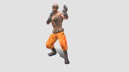Shaolin Fighter Rigged Character fighter, painted, tattoo, ready, combat, shaolin, animations, idle, 2048x2048, character, 3d, blender, rigged