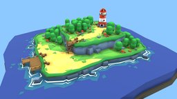 Ligthhouse Island minimalist, lowpolymodel, blender, lowpoly, blender3d