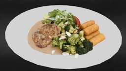 Schweinemedaillions mit Kroketten (3D-Scan) 