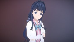Aki Adagaki 安達垣 愛姫 toon, aki, toonshader, cellshading, twintails, animegirl, celshade, anime3d, tight-skirt, anime-character, cartoon, stylized, anime, adagaki, masamune-kuns_revenge