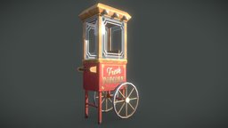 Stylized Popcorn Machine (Lowpoly) food, prop, stall, popcorn, fair, optimized, fare, foodstall, popcornmachine, blender, lowpoly, stylized, popcorn-cart, popcornbox, noai