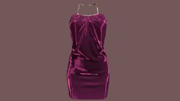 Female Gold Chain Halter Neck Mini Dress short, mini, neck, little, fashion, purple, girls, clothes, dress, realistic, real, chain, beautiful, casual, womens, elegant, wear, halter, pbr, low, poly, female, black, gold