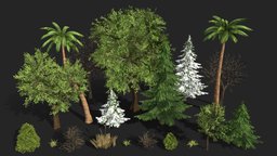 Plant Vegetation Pack (LowPoly) trees, plants, flora, palm, ready, vegetation, bush, bundle, swamp, fir, greenery, shrubs, herbs, verdure, grasses, game, lowpoly, low, poly, gameready, plants-pack, bundle-pack