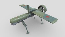 Yakovlev Pchela Russian UAV drone, aerial, russian, surveillance, aircraft, unmanned, patrol, game-ready, game-asset, yakovlev, pchela, low-poly, game, vehicle, pbr, uav, 1t, pchela-1t