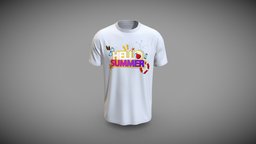 Hello Summer Printed 3D Tee Design comfortable, pack, tee, obj, fbx, df, men, gltf, newdesign, textiledesign, nft, t-shirts, digitalfashion, appareldesign, digitalfashionwear, newtee, clothmaking, teeobj, freeobjteemaking