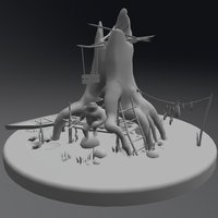 Kris Frog Hut tree, frog, hut, water