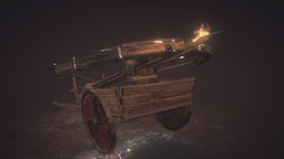 Viking Ballista sentry, viking, medieval, hard, surface, artillery, metal, realistic, ballista, pbr, low, poly, wood, gun