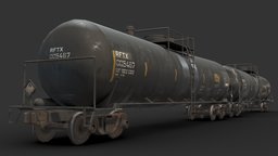 50 Foot Tank Car train, railroad, oil, tanker, wagon, wreck, railway, damaged, rolling, stock, tank, destroyed, crashed, bogey, variants, derailed, vehicle, gameasset, car, gameready, noai