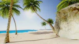 Beach |Baked| VR Ready augmentedreality, unreal, vr, virtualreality, realistic, beach, palmtree, virtual-reality, vrready, vrmodel, unity, game, 3d, 3dsmax, blender, blender3d, stone, gameasset, rock, gameready