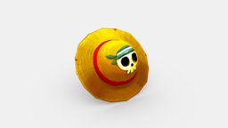 Cartoon straw hat hat, kids, japan, children, child, clothes, piece, costumes, straw, luffy, lowpolymodel, clothing, pirates