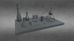 Laboratory Table room, blood, sci, fi, laboratory, tube, equipment, table, virus, chemistry, station, testtube, lowpoly, scifi, test, medical, plastic, interior, spaceship, noai