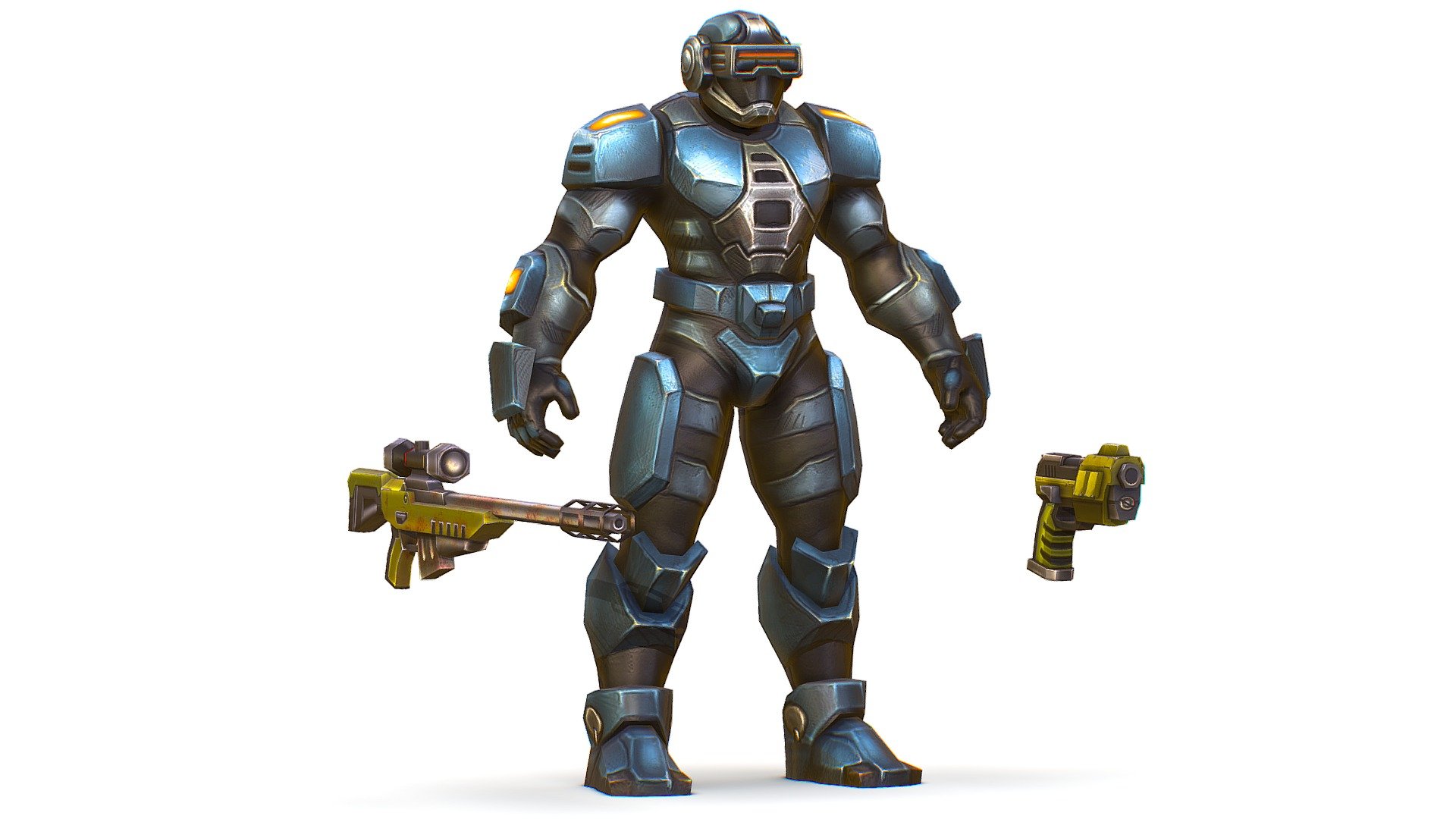 Low Poly Cartoon Sci-Fi Cyborg Drone Sniper Soldier - 3dsMax file included - Cartoon Sci-Fi Cyborg Drone Sniper Soldier - Buy Royalty Free 3D model by Oleg Shuldiakov (@olegshuldiakov) 3d model