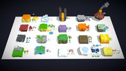 Low Poly Exteriors Worlds Islands Pack tree, world, landscape, forest, ice, exterior, mountain, island, elevation, props, science, nature, volcano, architecture, blender, lowpoly, city, wood, fantasy, modular, environment