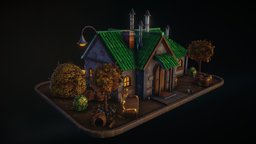 Fishermans House landscape, plants, roof, props, casual, oldhouse, fishermans, clockmaker, game, gameasset, house, stylized, belkagames, fishermanshouse