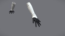 Female Steampunk Long Gloves steampunk, white, fashion, girls, long, clothes, dress, womens, wear, gloves, pbr, low, poly, female, black