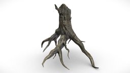 Fantasy Forest Tree Stump C trees, tree, plant, landscape, abandoned, forest, grass, plants, mud, post-apocalyptic, dead, leaf, outdoor, foliage, bark, realistic, nature, decay, psychedelic, meadow, fog, botanical, dark, horror