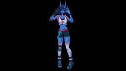 Azure the blue oni fanart, demon, oni, handpainted, stylized