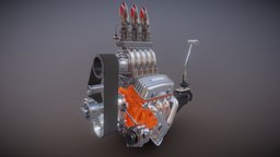 Vintage v8 Cartoon charger, block, muscle, dodge, v8, fuel, hotrod, part, plymouth, musclecar, hemi, blower, ratrod, mopar, gasser, vehicle, car, holley, edelbrock